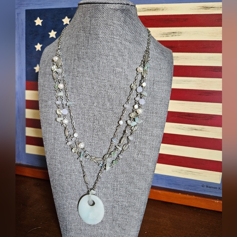 Gorgeous Aquamarine triple strand necklace